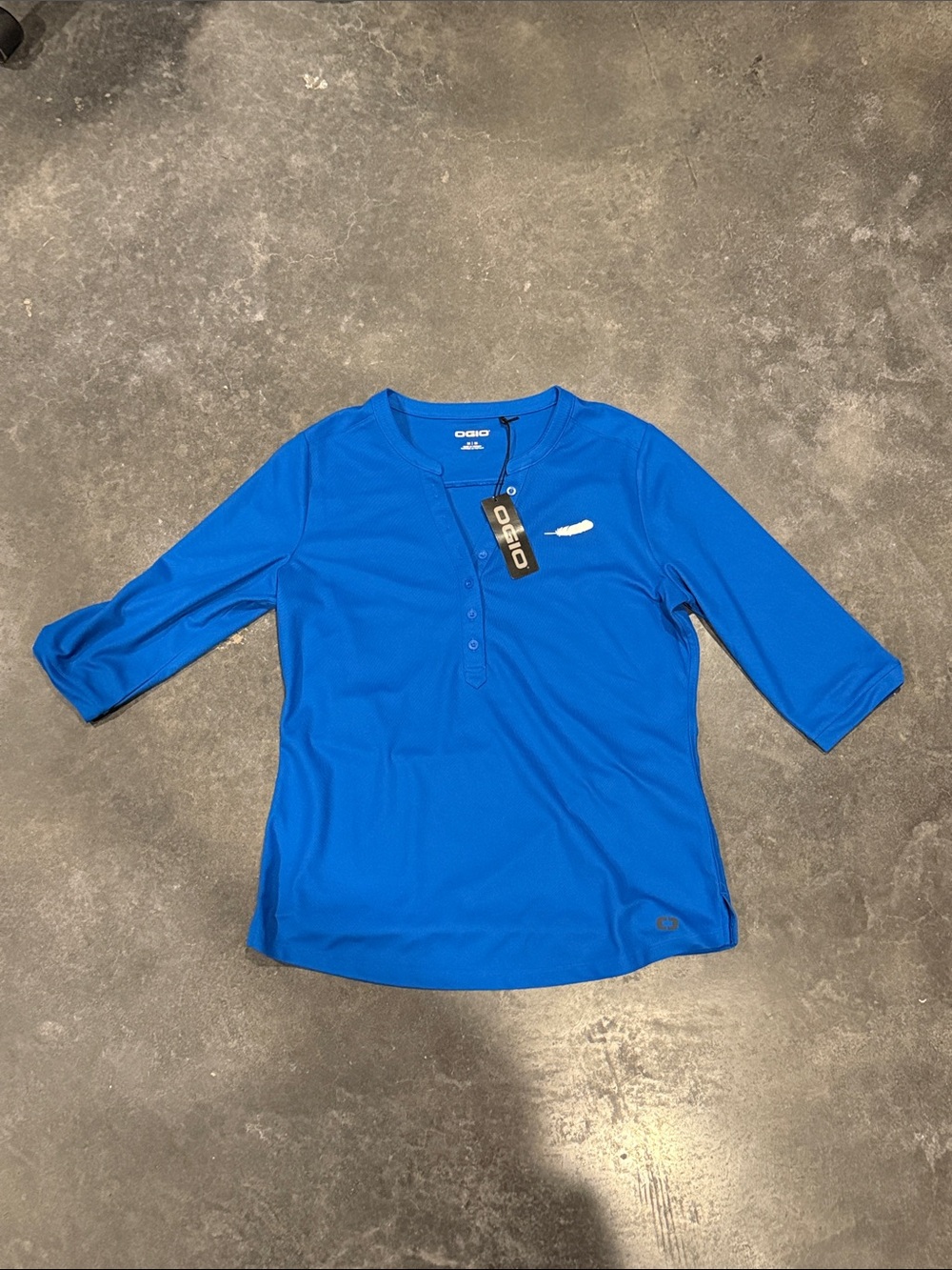 OGIO Women’s Cobalt Blue Henley Performance Blouse blue origin